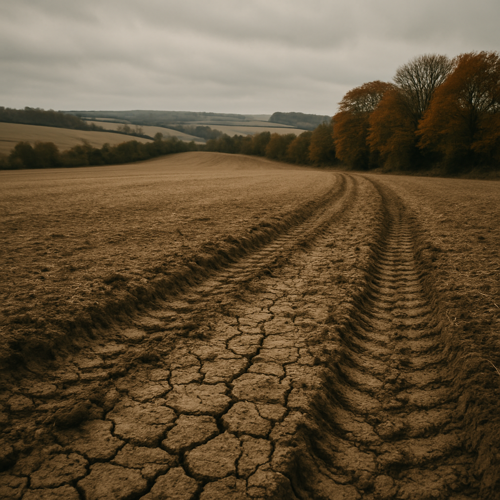 Exposed degraded British farmland illustrating the UK topsoil crisis